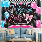 10x8ft Burnouts or Bows Gender Reveal Decoration Blue or Pink Backdrop - Image 4