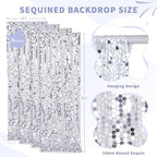 Silver Sequin Backdrop Curtain 4 Panels 2ftx8ft 18mm Glitter Shimmer Background Drapes for Wedding Party Baby Shower Photo Booth Decorations - Image 3