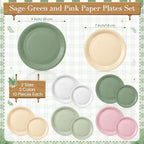 Mimorou 354 Pcs Sage Green and Pink Plates and Napkins Set Serves 50 - Image 3