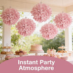Fun Express - Light Pink Tissue Pom Pom Decor W/gromme - Party Decor - Hanging Decor - Tissue - 6 Pieces - Image 3
