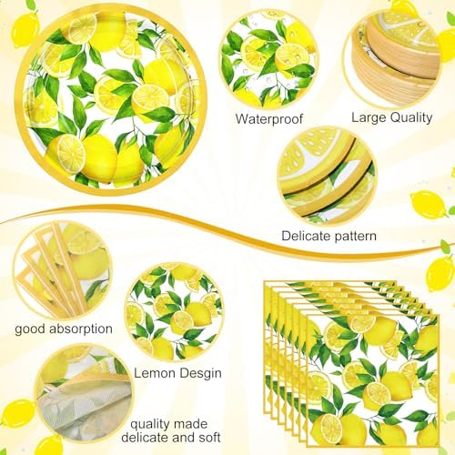 Pickmesh 400 Pcs Lemon Party Supplies Summer Fruit Plates Napkins Serve 50 - Image 3
