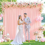 Blush Pink Backdrop Curtain for Parties Baby Shower Wrinkle Free Pink Photo Curtains Backdrop Drapes Fabric Decoration for Wedding Birthday Party 5ft x 7ft,2 Panels by Tao-GePartyDecorations