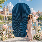 7.2FT Navy Blue Arch Backdrop Cover Wedding Draped Arch Cover, Stretchy Spandex Balloon Backdrop Arch Stand Covers for Wedding Ceremony, Baby Shower, Photography Birthday Party Decorations - Image 6