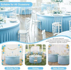 GALLETY 2 Pack Baby Blue Round Tablecloth for 5FT Tables, 120 inch Fitted Spandex Table Cloth with Skirt, Wrinkle Free Stretchy Circular Table Cover for Baby Shower, Birthday, Gender Reveal Party - Image 4