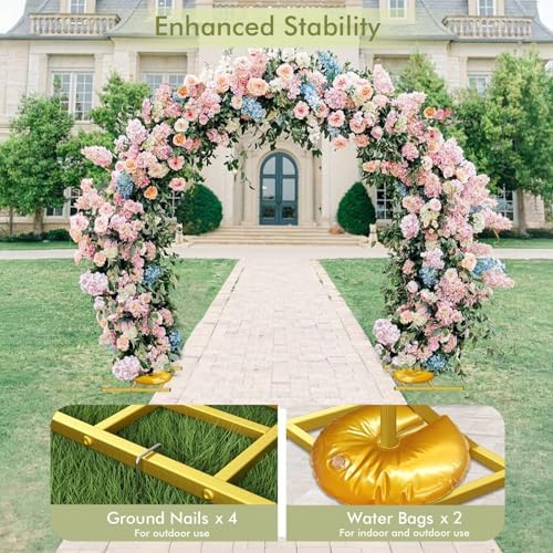 EMART Round Backdrop Stand 8FT Gold Balloon Arch Stand Metal Circle Arch - Image 4