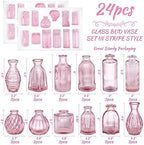 Pink Glass Bud Vases in Bulk 24 Pink Vase Small Vases for Decor - Image 2