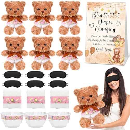 Simgoing 19 Pcs Bear Diaper Changing Game Supplies, Elegant, Dark Brown by Simgoing