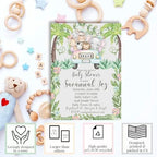 Custom Baby Shower Invites Jungle Safari Invitations for Boys or Girls, Pack of 20 5x7 Personalized Safari Jungle Theme Invites with Envelopes - Unique Jungle Baby Shower Cards by AmandaCreation - Image 2