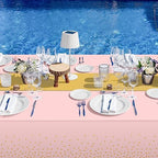 16Pack Disposable Plastic Tablecloths and Satin Table Runner Set Pink and Gold Dot Tablecloth Gold Satin Table Runner for Wedding Birthday Baby Shower Anniversary Christmas New Year Party Supplies - Image 6