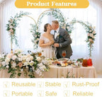 Fivenl Set of 3 Arch Backdrop Stand 7.2FT, 6.6FT, 6FT Gold Wedding Balloon Stand Stable Metal Door Frame for Ceremony Birthday Party Bridal Baby Shower Banquet Decoratio - Image 5
