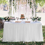 Suppromo White Tulle Table Skirts for Rectangle Tables 14ft Ruffle Tutu Table Cloth Skirt Decoration for Wedding Bridal Baby Shower Birthday Party Cake Dessert Table Decor - Image 4
