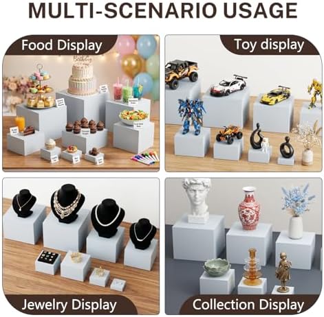 6 Pcs White Buffet Risers, Food Risers Display Stands for Buffet Table Party Catering Dessert Jewelry Collectibles,Cube Nesting Boxes with Hollow Bottoms 6 Sizes (10" 9" 8" 7" 6" 5") - Image 5