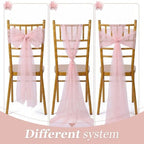 VitalCozy 100 Pack Pink Pearls Vintage Chair Sashes with Bows Wedding Decor - Image 4
