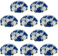NUPTIO Flower Balls for Table Centerpieces: Royal Blue & White Fake Rose by Nuptio