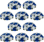 NUPTIO Flower Balls for Table Centerpieces: Royal Blue & White Fake Rose by Nuptio