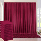 50ft×10ft Burgundy Wrinkle Free Backdrop Curtains for Parties, 10 Panels 5×10ft Soft Silky Wine Red Photo Backdrop Drapes for Birthday Party Baby Shower Wedding Mother's Day Photography by ENJOYYOURPARTY