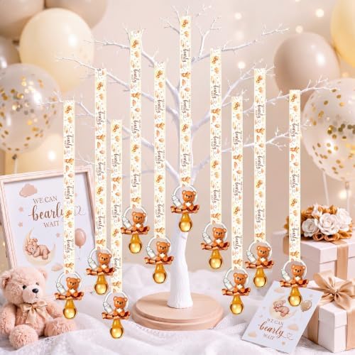 Coume 60 Pcs Baby Shower Pacifiers Necklace Cute Bear Bottle Acrylic Pacifiers Necklaces for Baby Shower Games Guests Gender Reveal Party Favors Prize Decorations DIY (Brown,Cute) by Surlontye
