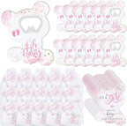 Domensi 75 Pcs Baby Shower Favors Bear Opener Magnet Card Organza Bag, Girl by Domensi