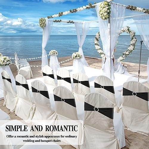 Black Chair Sashes 100 Pack Spandex Stretch Chair Band Sashes with Buckles for Folding Chairs Wedding Party Reception Baby Shower Events Banquet Decorations - Image 5