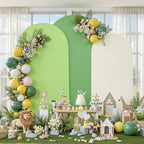 Set of 3 Arch Backdrop Covers(6ft, 5ft, 4ft) - Premium Stretchy Spandex Backdrop Arch Stand Cover for Baby Shower,Wedding,Party Decor Chiara Cover with Double-Sided Design(Cream Green) - Image 3