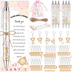145 Pieces Baby Shower Favors for Guest Pink Bear Ballpoint Pens and Keychains Gifts for Baby Girls Bulk Retractable Baby Shower Pens Gender Reveal Thank You Cards Souvenirs Prizes Party Favors by EYNDYN