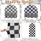 3 Pack Racing Theme Checkered Arch Backdrop Cover Set, Khaki - Image 2