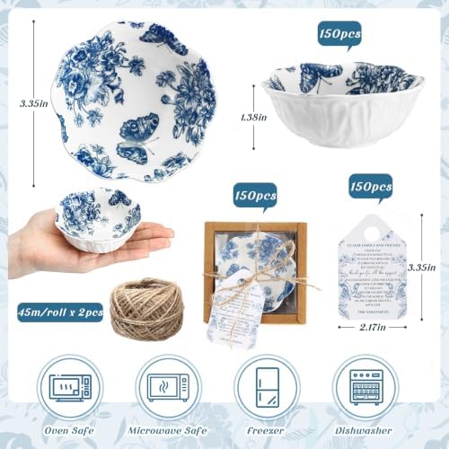 Teenyyou 150 Pack Small Ceramic Bowls Bulk Wedding Favors Blue - Image 2