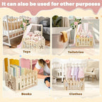 Wooden Baby Shower Crate Closet With Hanger Rack, Wooden Baskets for Baby Shower With Handle Girl Welcome Box Personalized Baby Gifts Crates - Easy Assembly (Girl) - Image 6