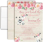 Custom Baby Shower Invites Pink Cow Baby Shower Invitation 20 5x7 Custom Personalized Watercolor Shower Invites With Envelopes - Unique Pink Watercolor Cow Theme by AmandaCreation