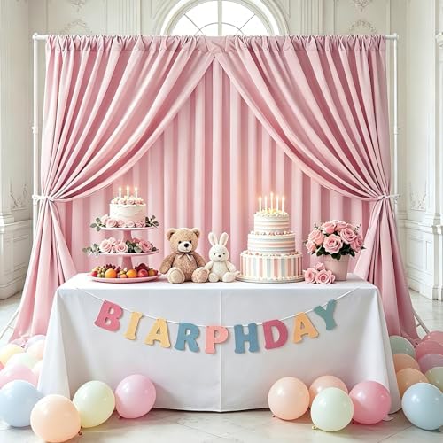 Dusty Rose Backdrop Curtains 10ftx8ft Wedding Polyester Photo Drapes - Image 2