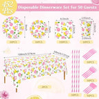 LemonRoad 452 Pcs Pink Lemon Party Supplies for 50, Pink and Yellow - Image 3