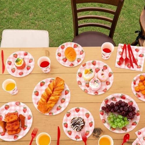 Ziliny 280 Pcs Strawberry Disposable Decorations Tableware Set - Image 6