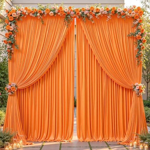 16ftx10ft Wrinkle Free Orange Backdrop Curtain - 10 Feet Photography Backdrop Drapes, Silky Polyester Back Drop Cloth for Wedding Baby Shower Balloon Arch Background by Unknown