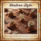 6PCS 7.4in Cowboy Hat Vase Western Table Centerpieces, Star Belt, Brown - Image 4