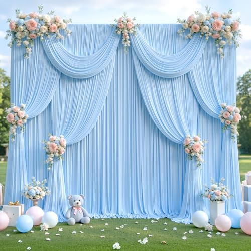 40ft x 12ft Baby Blue Backdrop Curtains Wrinkle Free Backdrop Curtain for Wedding Parties Blue Fabric Backdrops Drapes Back Drop Cloth Bridal Shower Stage Curtains Wedding Decorations for Reception - Image 3