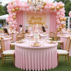 6 Pack Spandex Pink Round Tablecloth for 60in Table, Stretchy 120inch Fitted Tablecloths 5ft, Wrinkle Free Round Tablecovers Skirt for Wedding Birthday Parties Banquet - Image 4