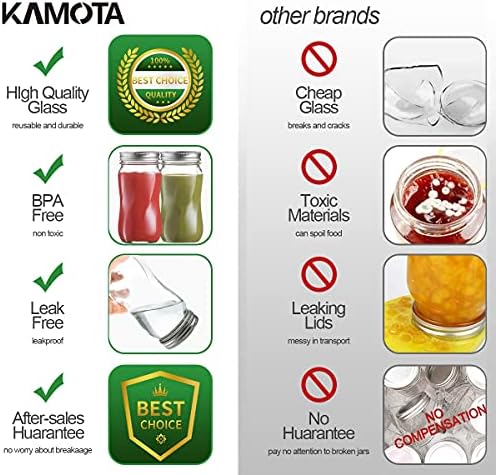 KAMOTA 16oz Regular Mouth Mason Jars, 16 Pack with Lids & Bands - Image 5
