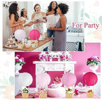 Namalu 24 Set Hot Air Balloon Table Centerpieces Baby Shower Party Decoration Paper Lanterns with Wooden Basket Sticks for Summer Birthday School DIY Craft(Hot Pink) - Image 6