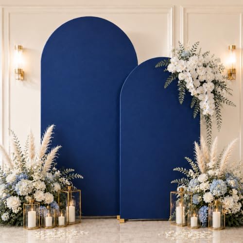 Navy Blue Arch Cover 7.2 and 6ft Spandex Arch Backdrop Cover Set of 2 by Lrrtwer