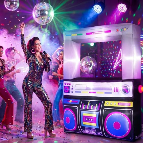 Soulchen 6x5 Ft Inflatable Radio Boombox LED Lights Blower 90s Party - Image 5