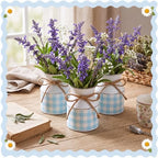 Domensi 6 Pcs Farmhouse Metal Flower Vase, Blue Gingham Table Centerpiece - Image 6