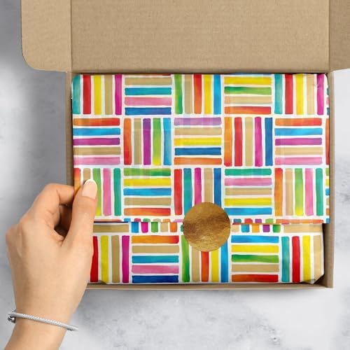 Jillson Roberts Printed Unfolded Gift Tissue 20" x 30", Colorful Lines, 240 Sheets - Image 4