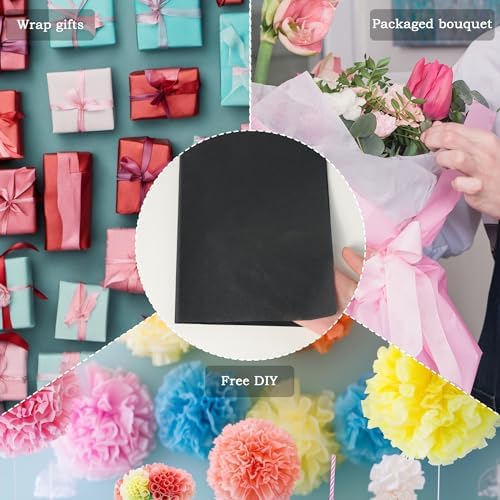 1000 Sheets 20"X15" Black Tissue Paper Bulk for Gift Bags - Wrapping Tissue Paper for Birthday Weddings Showers Gift Packaging Arts Craft Party Favor Decoration Wrapping Supplies - Image 5