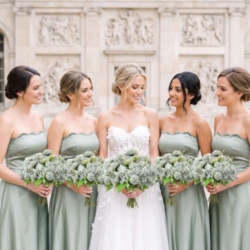 Tigeen 24 Bundles Artificial Flowers Bouquet Silk Peonies, Green - Image 6