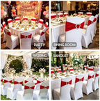 100PCS Spandex Stretch Red Chair Sashes Bows Universal Elastic Chair Cover Bands Ties with Buckle Slider for Wedding Party Birthday Reception Event Banquet Decoration(Red) - Image 7