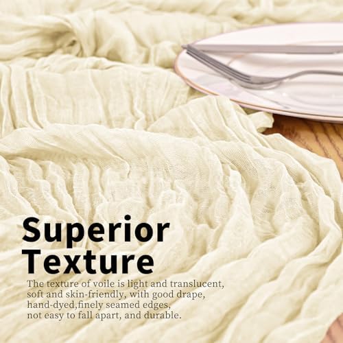 20 Pack Ivory Table Runner 17 x 108inch Cheesecloth Table Runner Rustic Boho Gauze Sheer Fabric Cheese Cloth Table Runners for Wedding Party Bridal Baby Shower Birthday Spring Table Decor - Image 2