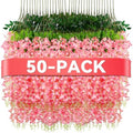 Alotiki Pink Wisteria Hanging Flowers, 50 Pack Fake Hanging Flowers by CreateABetterLife