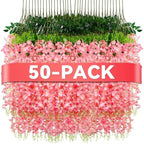 Alotiki Pink Wisteria Hanging Flowers, 50 Pack Fake Hanging Flowers by CreateABetterLife