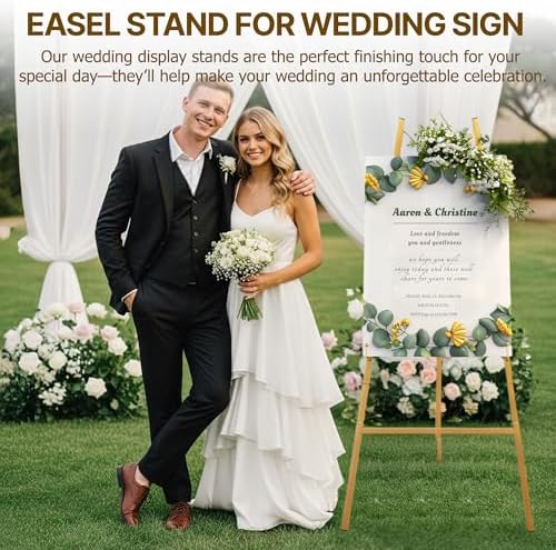 57.5" Gold Easel Stand for Sign, Wedding Sign Stand for Display - Image 4