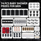 74PCS Baby Shower Prizes for Men 6 Set with 8 oz Stainless Steel Hip Flask with Funnel Bottle Opener Manicure Kit Bath Sponge Sunglasses Gift Bag Baby Shower Game Prizes for Winner Bachelor Party - Image 3